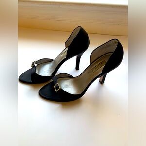 Anne Klein Black Stiletto Heels. US 6M. Detailed, delicate bejeweled buckles.